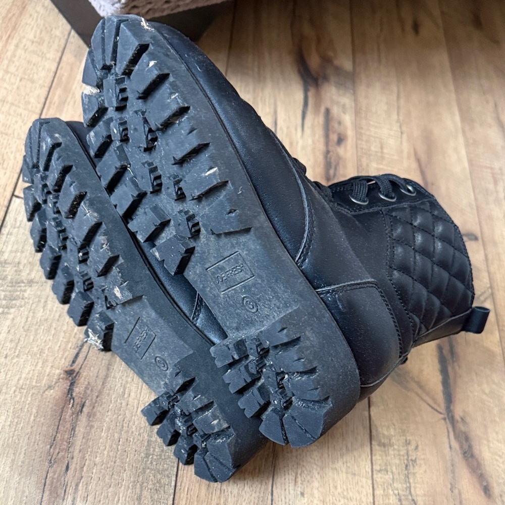 Joe Fresh Black Quilted Ankle Lace-Up Boots - Picture 10 of 12